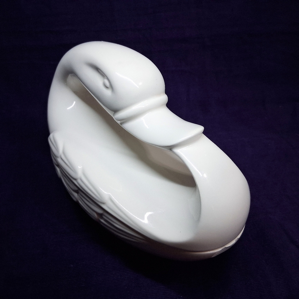 Vintage Fitz And Floyd Swan Porcelain Jewelry Trinket Holder *flaw* - Picture 14 of 16